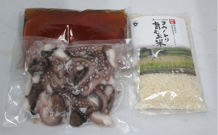 頑固オヤジのこだわり明石蛸の蛸飯 3～4人前 魚介類 タコ たこ飯 昆布 鰹節 出し汁 干し蛸 お米 特別栽培米 コシヒカリ AAA コウノトリが育むお米 