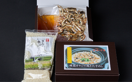 頑固オヤジのこだわり焼き穴子の穴子飯 3~4人前 魚貝類 加工食品 香ばしい 焼きあなご アナゴ あなご 昆布 鰹節 出し汁 お米 特別栽培米 コシヒカリ AAA コウノトリが育むお米