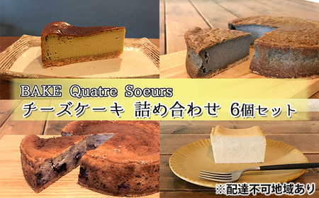 【BAKE Quatre Soeurs】チーズケーキ 詰め合わせ 6個セット[ スイーツ ケーキ 食べ比べ ] お菓子 ピスタチオ 豆乳 黒ゴマ バナナ ラズベリー ゴルゴンゾーラ 急速冷凍 安心 安全 子供 手作り