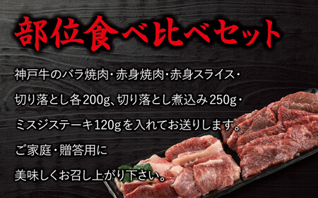 神戸牛食べ比べセット 計約1.17kg しゃぶしゃぶ・ステーキ・焼肉・煮込み 神戸牛
