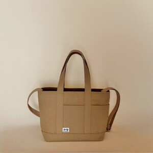 NUNUTOTO ベージュ×ブラウン Mサイズ ショルダーストラップ&ペットボトルホルダーセット