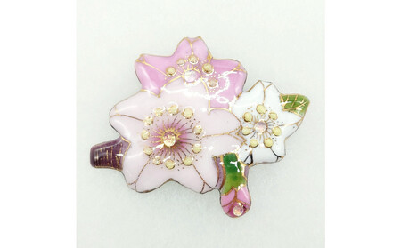 金彩無線七宝焼 桜のブローチ　[西宮100周年ラベル]