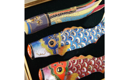 金彩無線七宝焼　端午の節句　吹流しと鯉のぼりの飾り額