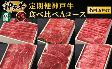 定期便 神戸牛 食べ比べAコース（6回お届け）｜ 肉 牛肉 すき焼き しゃぶしゃぶ 焼肉 ステーキ 定期便 但馬牛 神戸ビーフ 食べ比べ 黒毛和牛 赤身 霜降り 贈答 ギフト お祝い 兵庫県 芦屋市 芦屋 054-a029