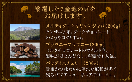 [7種飲み比べセット] 世界流通量上位5％のスペシャルティコーヒー【粉】