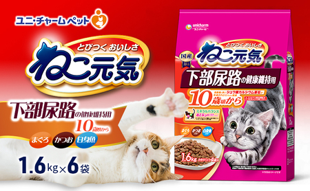 ねこ元気 下部尿路の健康維持用 10歳頃から まぐろ・かつお・白身魚入り 1.6kg×6袋 ペットフード キャットフード 猫のごはん 猫用フード 猫 ペット ドライ ユニ・チャーム ペット
