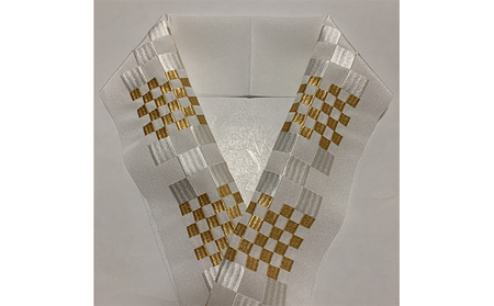 半衿　市松柄　ゴールド　刺繍 和装 民芸品 工芸品 伝統技術 篠原縫製