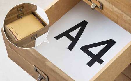 天然木チェスト 6段 A4サイズ ダークブラウン・キャスター・取っ手B(メタルアンティーク)