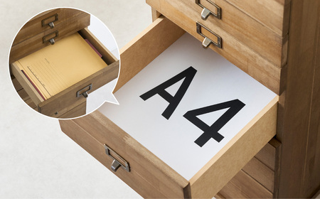 天然木チェスト 9段 A4サイズ ダークブラウン・木脚・取っ手A(ネームアンティーク)