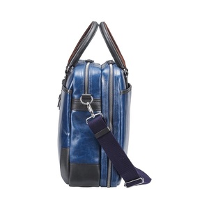 豊岡鞄　帆布PU×レザーソフトブリーフ2Room（24-156）ブルー