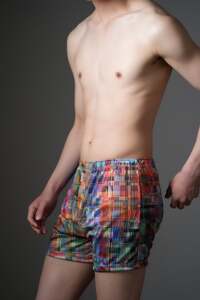 メンズ 下着 ショート トランクス Mサイズ 2枚 / 特別色 / 16 Blue paisley×17 Digital check / ZIVANE ジバン / 締め付け感の無い / 専用BOX付き アンダーウェア