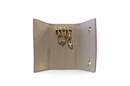 豊岡財布 三つ折りキーケース ドイツ製高級皮革使用 ライトグレー