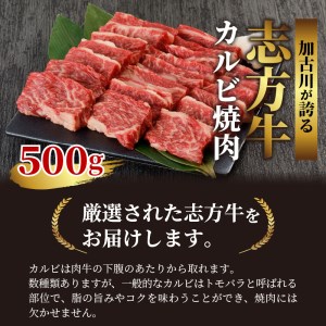 志方牛カルビ焼肉(500g)〈牛肉 牛 和牛 国産 焼肉 おすすめ カルビ 赤身 美味しい バーベキュー 志方牛 プレゼント ギフト 送料無料 お取り寄せ〉【2401A00202】