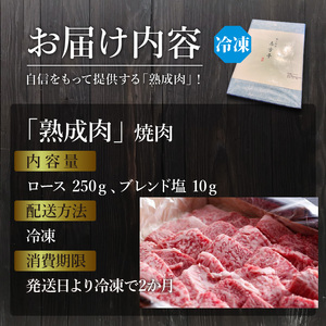 「熟成肉」焼肉(250g)《焼肉 熟成肉 ロース 牛肉 ロース 250g 牛 国産 和牛 おすすめ こだわり セット バーベキュー ブレンド塩 旨味 加古川市》【2402A00405】