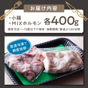 志方和牛ホルモンセット(小腸400g・MIXホルモン400g)〈 牛肉 肉 ホルモン 冷凍 焼肉 国産 和牛 〉【2401A00615】