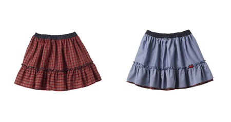 【ファミリア】100cm XF 赤系 リバーシブルスカート（240482）