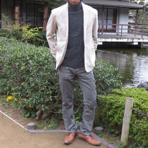 播州織 メンズシャツジャケット 【和心衣・カゲヤマ】（55-20）　ベージュ・ＬＬサイズ