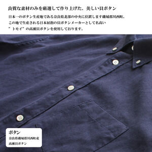 播州織メンズシャツ【WASHI】ボタンダウン 半袖【TIW_168（ネイビー）】LLサイズ「THE INDUSTRY WORKS」（1着）46-4