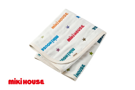 【ミキハウス】ロゴ刺繍六重織ガーゼケット こども 子ども服 子ども 子供 子供服 播州織 mikihouse ミキハウス ガーゼケット　37-38　Mサイズ