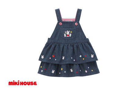 【ミキハウス】ダブルフリルジャンパースカート 【Lサイズ】 (81-18-L)こども 子ども服 子ども 子供 子供服 播州織 mikihouse ミキハウス