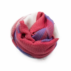 ふるさと納税 繊維製品 兵庫県 西脇市 44‐14 播州織ダブルフェイスブロックコットンストール PURPLE.PINK PURPLE.PINK 44‐14【播州織ダブルフェイスブロックコットンストール】RED