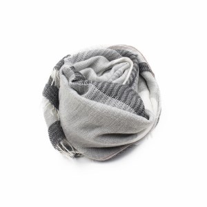 44‐14【播州織ダブルフェイスブロックコットンストール】GREY.BLACK