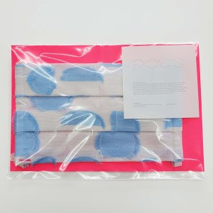 播州織　洗えるマスク　TSUKIピンクブルー  【ＰＯＬＳ】 播州織(07-9)