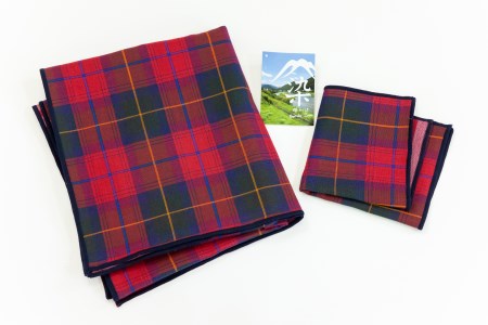 播州染で播州織　トリプルガーゼ　ハンカチ＆フェイスタオル２点セット(11-33)レッド