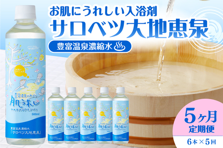 【定期便 5か月連続】 豊富温泉 濃縮温泉水 サロベツ大地恵泉 (1回500ml×6本)　（豊富温泉 濃縮温泉水 濃縮 温泉水 化粧水 スキンケア 入浴剤 温泉成分 セット サロベツ とよとみ 常温 定期便 北海道 豊富町）