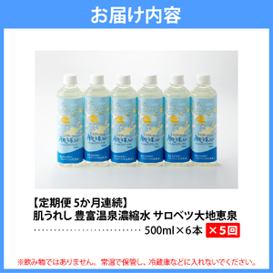 【定期便 5か月連続】 豊富温泉 濃縮温泉水 サロベツ大地恵泉 (1回500ml×6本)　（豊富温泉 濃縮温泉水 濃縮 温泉水 化粧水 スキンケア 入浴剤 温泉成分 セット サロベツ とよとみ 常温 定期便 北海道 豊富町）