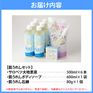 豊富温泉 濃縮温泉水サロベツ大地恵泉 (500ml×6本) ＋ ボディソープ (600ml×1個) ＋ 石けん(約80g×1個) セット