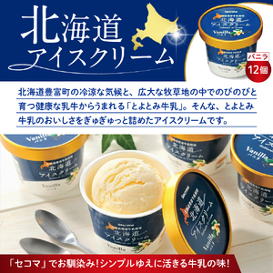 とよとみ牛乳 北海道アイスクリーム バニラ 110ml×12個