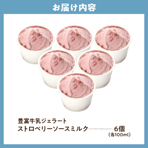E.den(エデン) 豊富牛乳ジェラート ストロベリーソースミルク 100ml×6個 