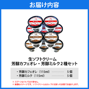 生ソフトクリーム【芳醇カフェオレ／芳醇ミルク】 計10個 【GRANGE280】
