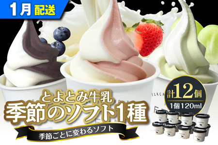 【2026年1月配送】とよとみ牛乳ソフトクリーム【季節のミックス1種類 120ml×12個】(アイスクリーム アイス カップアイス デザート とよとみ牛乳 セット 贈り物 ギフト 冷凍 北海道産 北海道 豊富町)