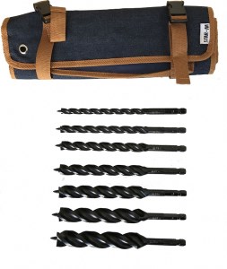 【電気の配線工事の穴あけに!!】クギ切りドリル7本+Drill Roll Bagセット