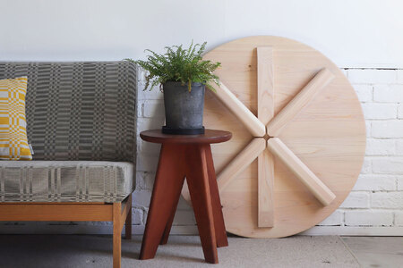 ヒノキ　折り畳み丸テーブル