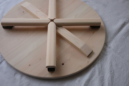 ヒノキ　折り畳み丸テーブル