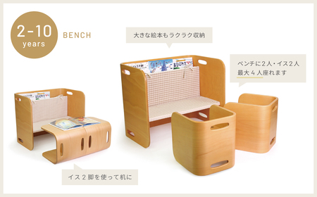 No.195-02 コロコロチェア＆デスク（アイボリー）専用デスクマット付き【川西市オリジナルデザイン】 KWNBV271