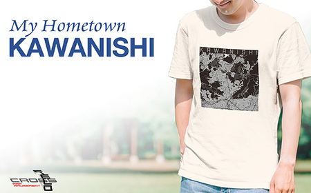 No.330-02 【川西】地図柄ヘビーウェイトTシャツ（アイボリー）Mサイズ