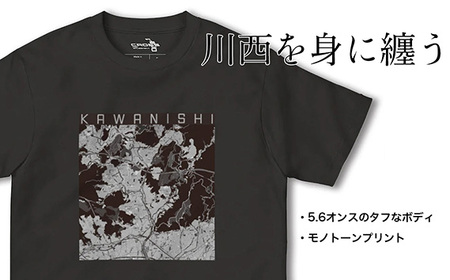 No.331-04 【川西】地図柄ヘビーウェイトTシャツ（スモーキーブラック）XLサイズ