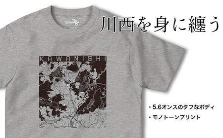 No.336-01 【川西】地図柄ヘビーウェイトTシャツ（ヘザーグレー）Sサイズ