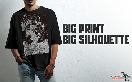 No.342-03 【川西】地図柄ビッグシルエットTシャツ（ブラック）Lサイズ