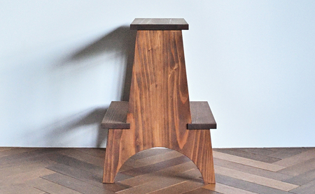 ステップスツール ブラウン インテリア 踏み台 スツール 飾り棚 テーブル 机 木製 デザイン オリジナル 兵庫県 小野市