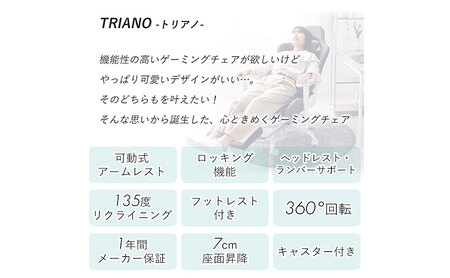 ゲーミングチェア TRIANO トリアノ イス 椅子 チェア インテリア 家具 かわいい おしゃれ キャスター付き ゲーム ゲーミング 機能性 多機能 兵庫 兵庫県 小野市