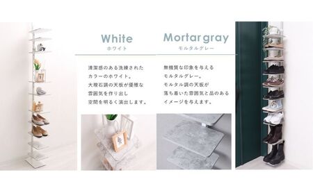 突っ張りシューズラック Echo(エコー) インテリア 家具 収納 棚 玄関 靴箱 チェスト ウッドホワイト