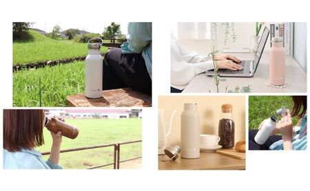 ステンレスボトル 500ml hippo(ヒッポ) ミルク缶型 インテリア 家具 水筒 ウォーターボトル おしゃれ オフィス 保温 保冷 プレゼント グレージュ