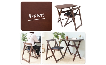 折り畳みデスク・イスセット pliant(プリエント)　家具インテリア ダークブラウン