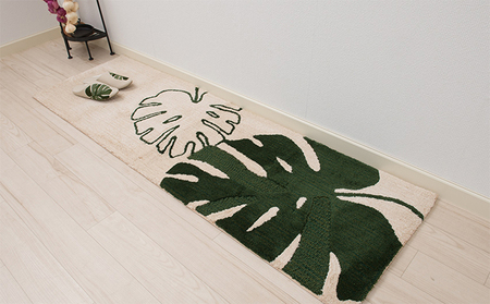 インテリアマット M+home モンステラ 55×180cm 雑貨 日用品