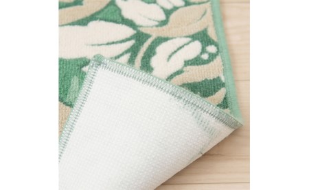 DECORMUSEE サミーラ キッチンマット 45×240cm 雑貨 日用品 淡い色 幻想的 インテリア 華やか デザイン カービング加工 薄手 立体感 抗菌 防臭 吸水素材 滑りにくい グリーン